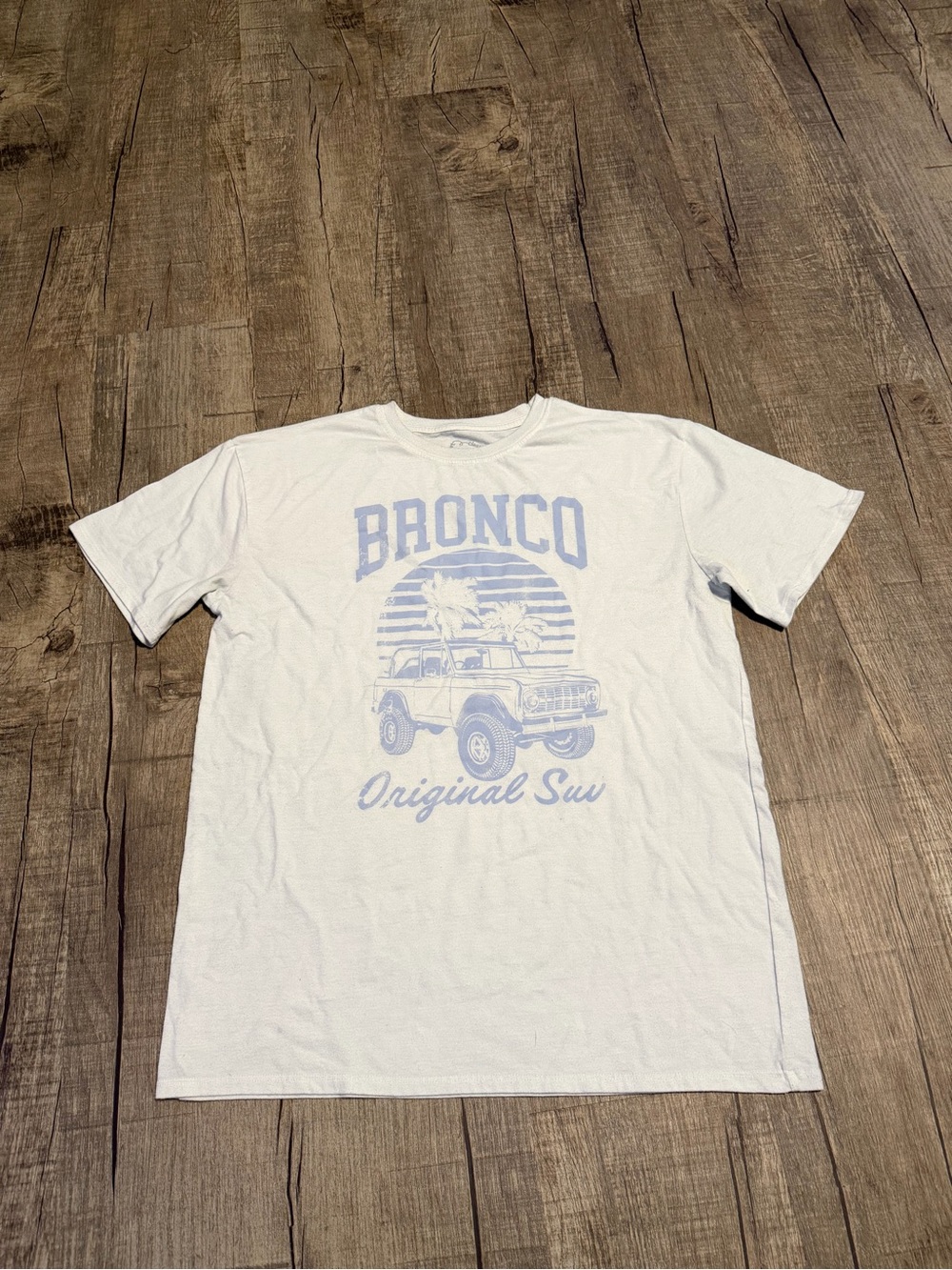 Ford White Tee with Pale Blue Bronco Graphic